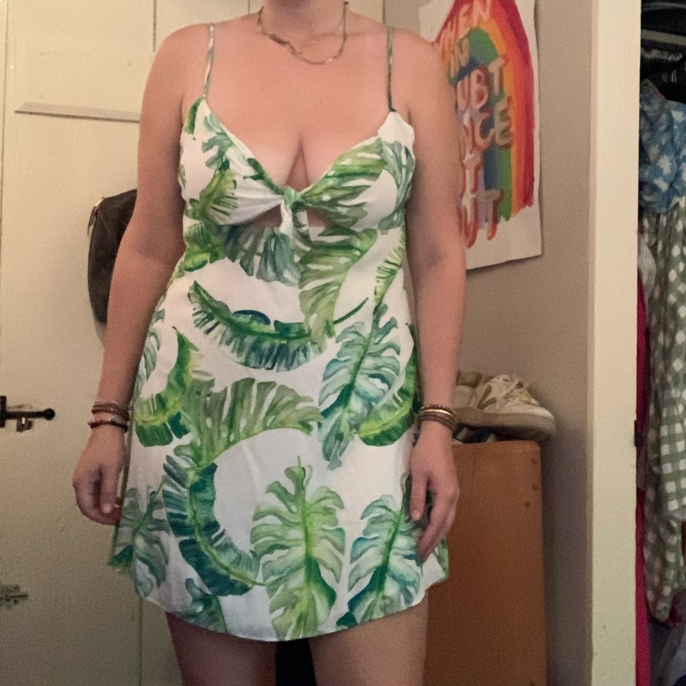 privacy please tie front tropical jungle dress